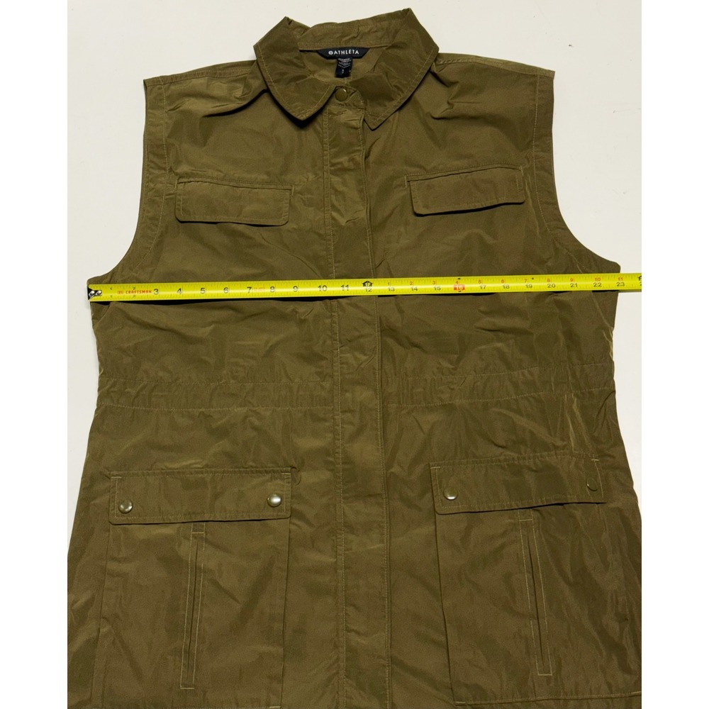 Athleta Womens Olive Green Utility Boundless‎ Vest Long Lightweight Size Large - Picture 2 of 4
